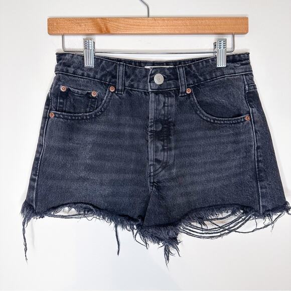 Zara Black Cut off Distressed Shorts - Picture 1 of 4